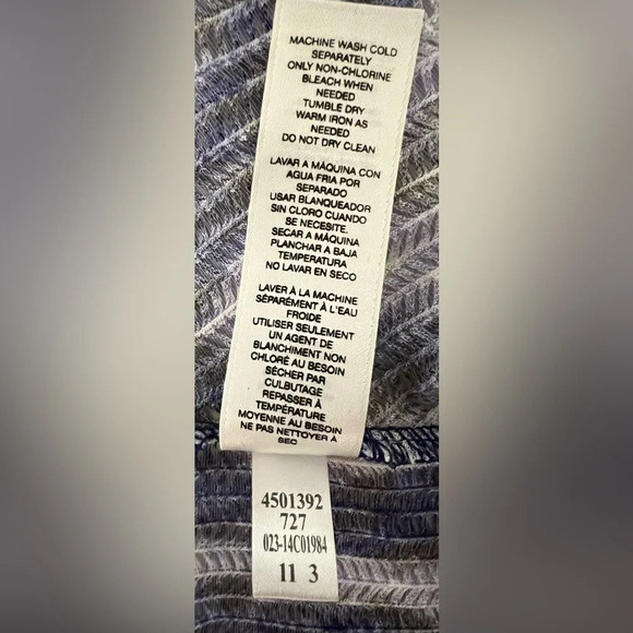 Chicos Open Cardigan Sweater Womens Large Purple Ikat Print Mesh - Picture 9 of 14